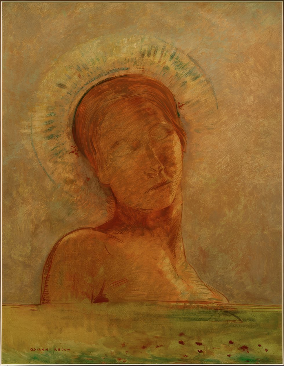 V nebi (zavřené oči) od Odilon Redon