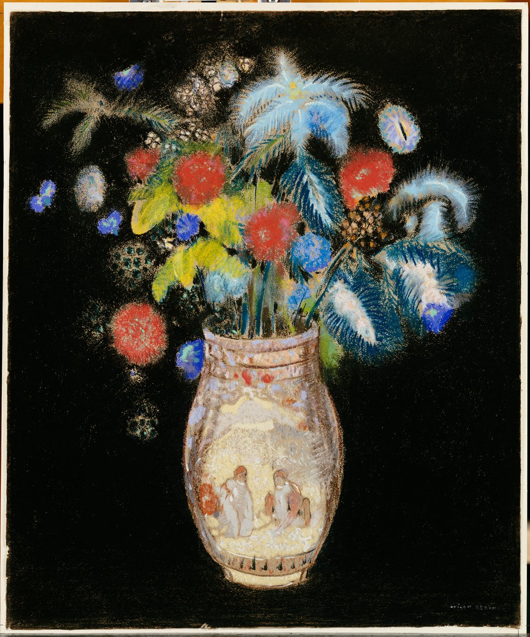 Velká kytice na černém pozadí, c.1910 od Odilon Redon