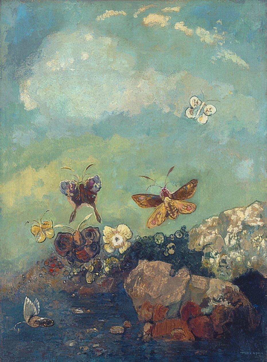 Motýli. Kolem roku 1910 od Odilon Redon