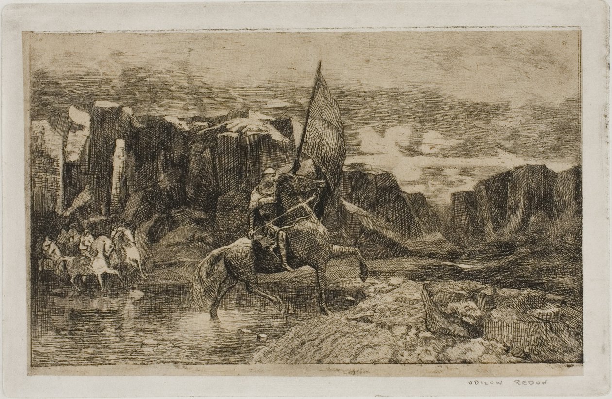 Standard-Bearer Crossing a Stream od Odilon Redon