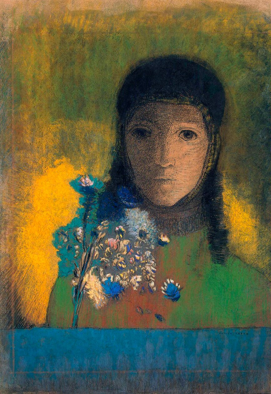 Žena s divokými květy, c1900. od Odilon Redon