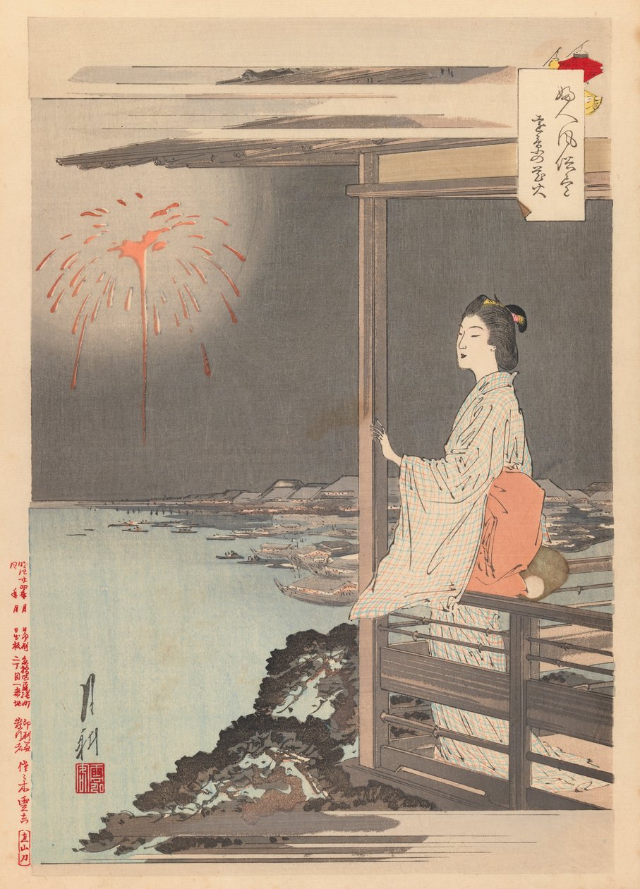 Tisk ze série Womens Customs and Manners, 1891-92 (dřevotisk) od Ogata Gekko
