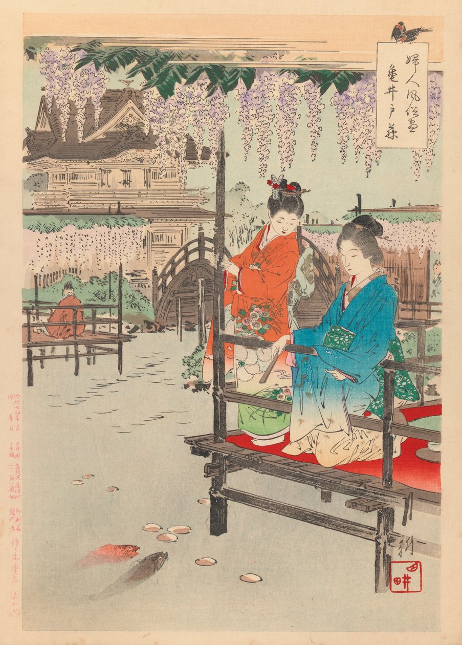 Tisk ze série Womens Customs and Manners, 1891-92 (dřevotisk) od Ogata Gekko