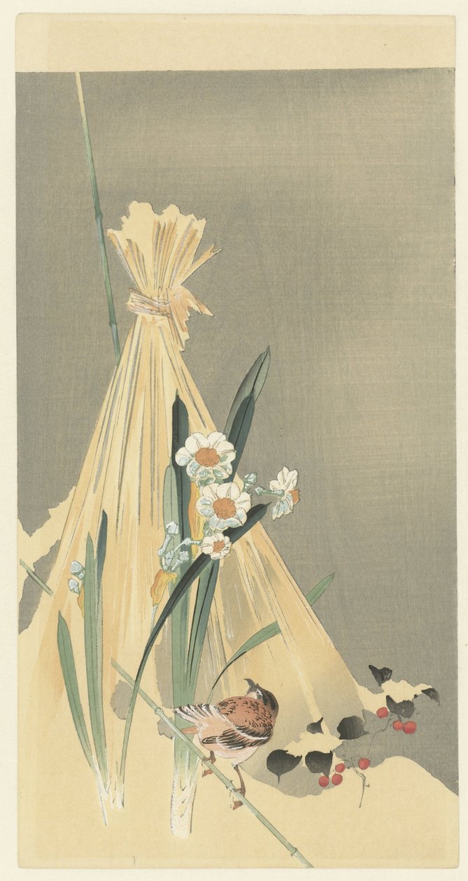 Zpěvák ve svazku sena od Ohara Koson (attributed to)