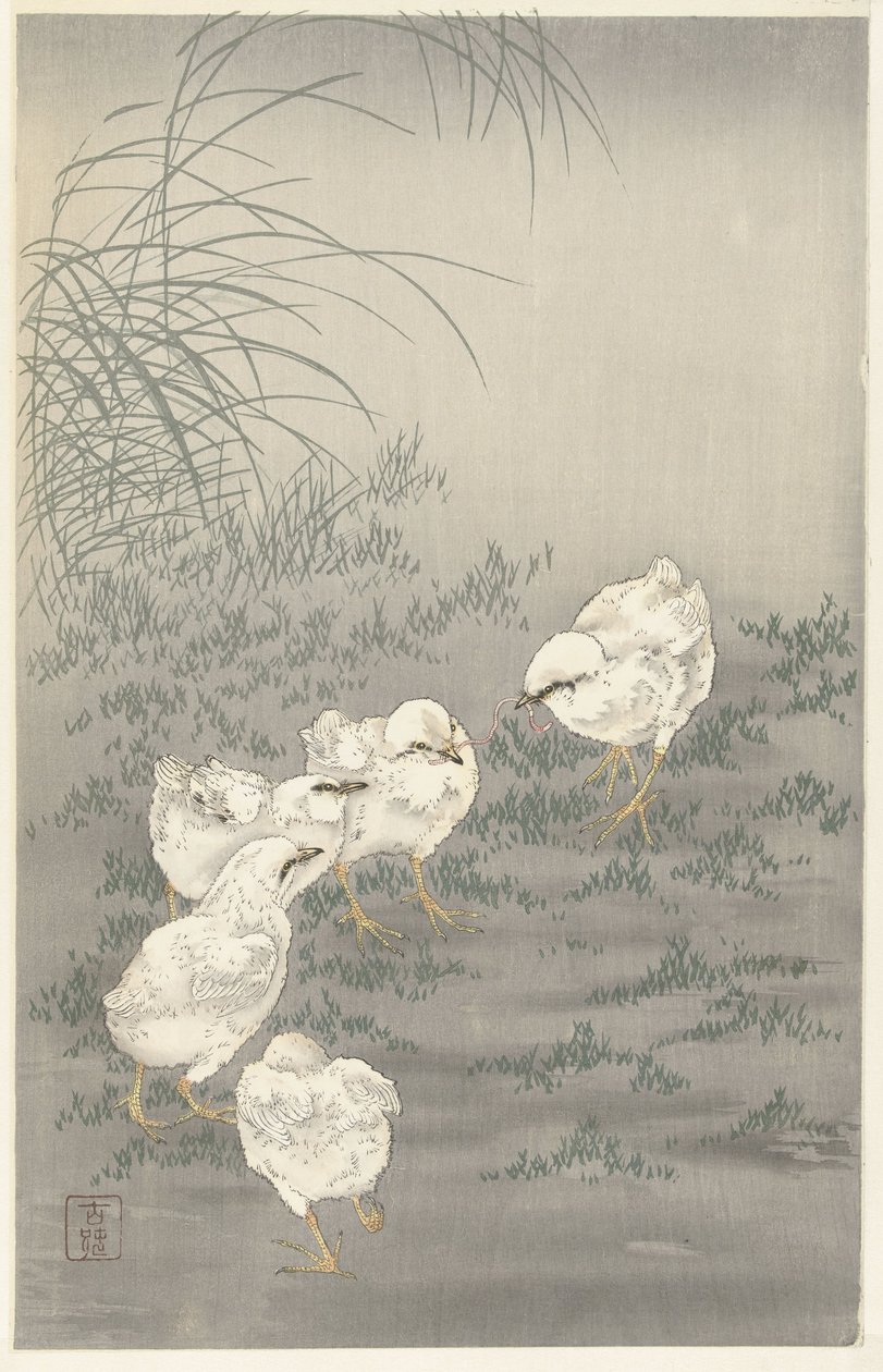 Pět kuřat od Ohara Koson
