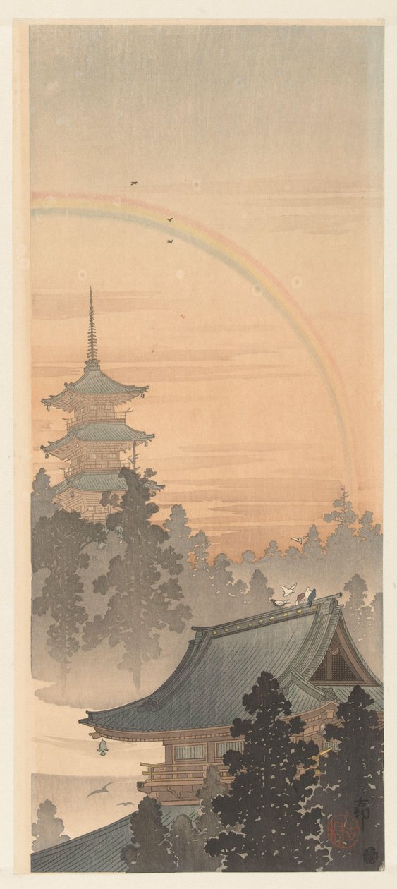 Pagoda a duha od Ohara Koson