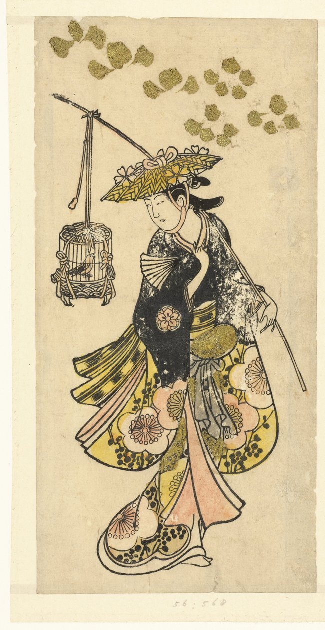 Mladá žena s klecí od Okumura Toshinobu (attributed to)