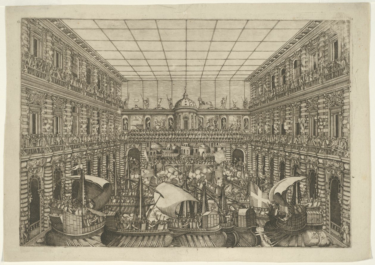 Naumachia na nádvoří Palazzo Pitti od Orazio Scarabelli