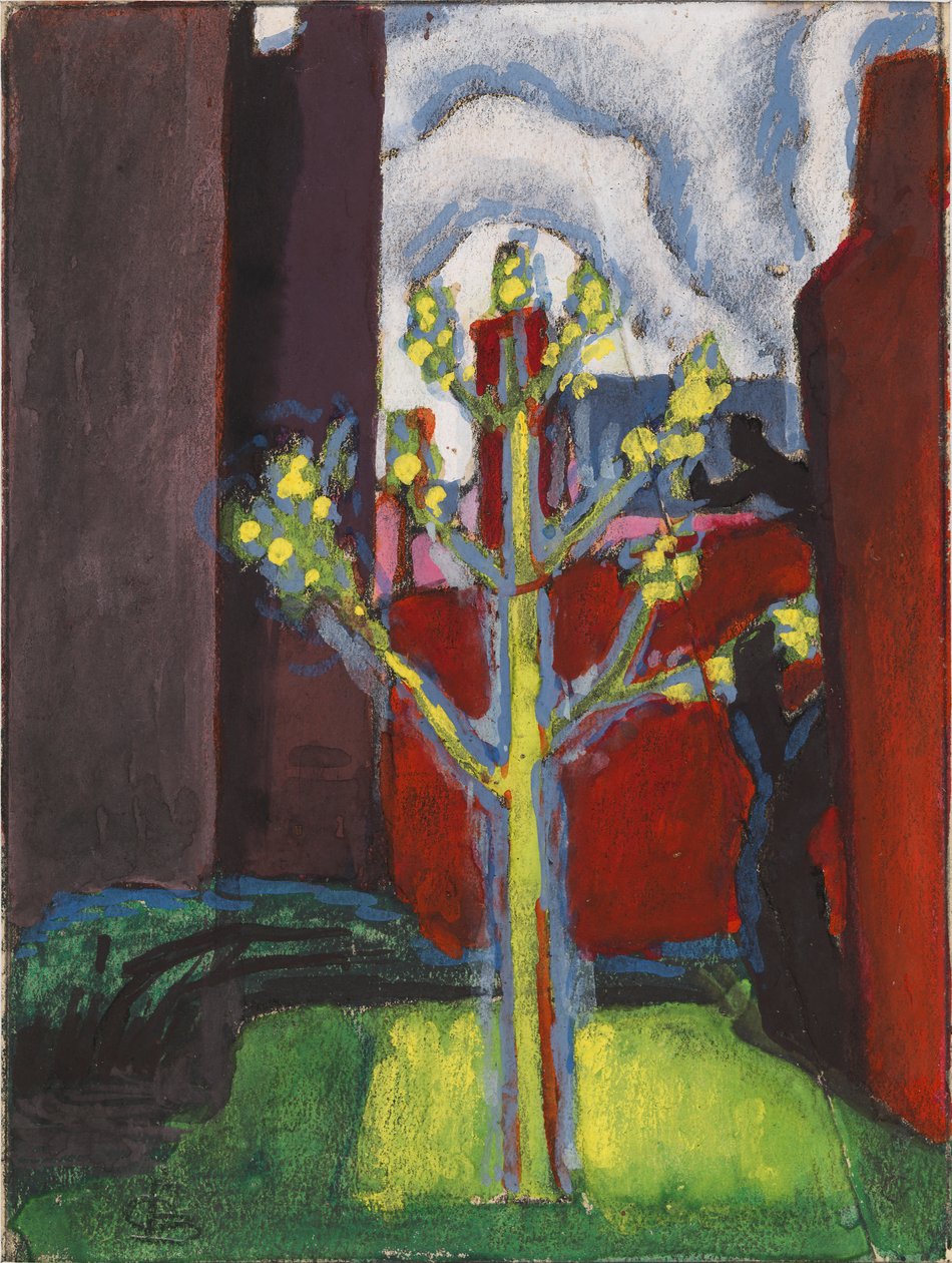 Mladý strom na Červeném nádvoří, 1919. od Oscar Bluemner