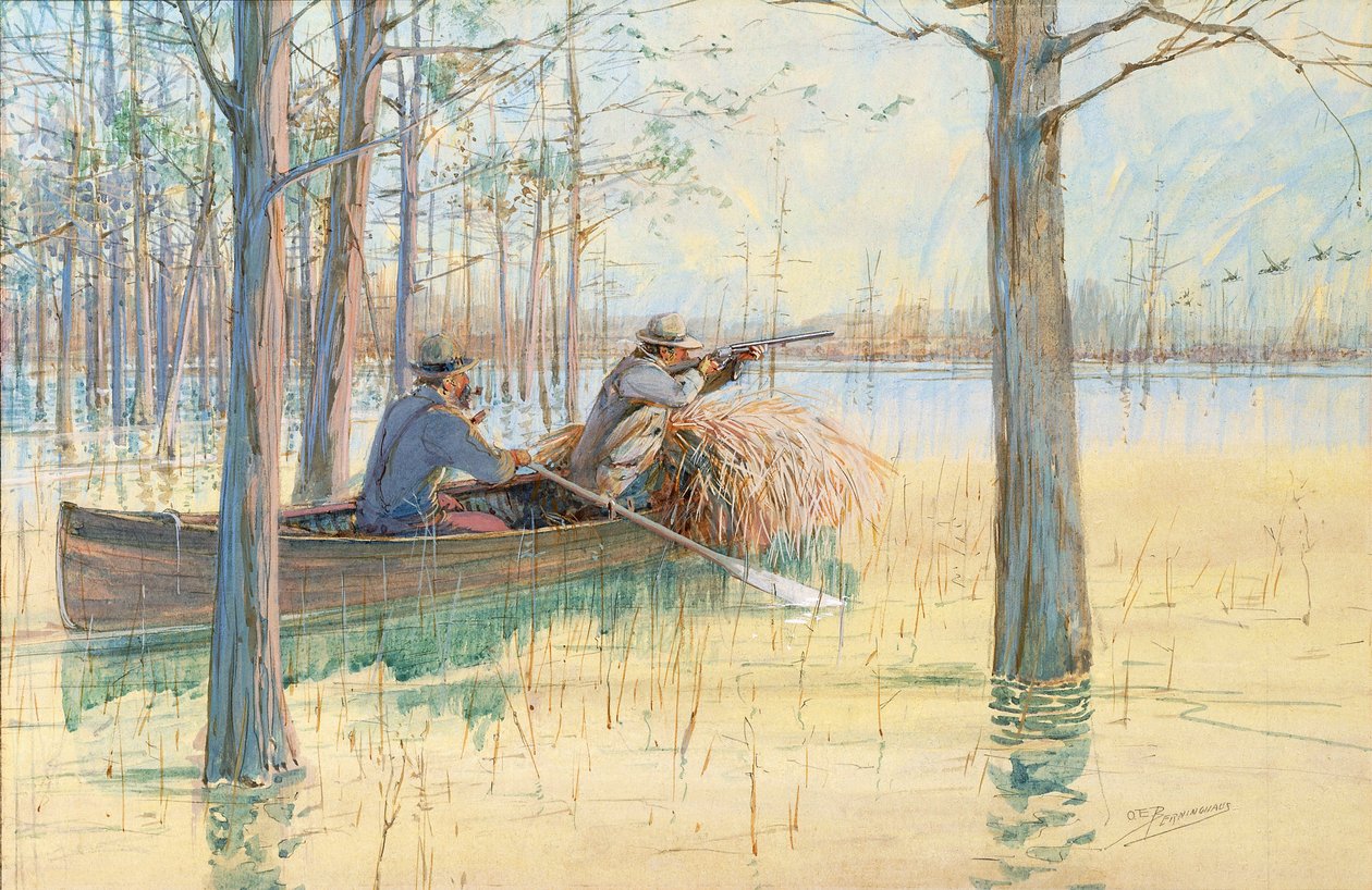 Lovci kachen od Oscar Edward Berninghaus