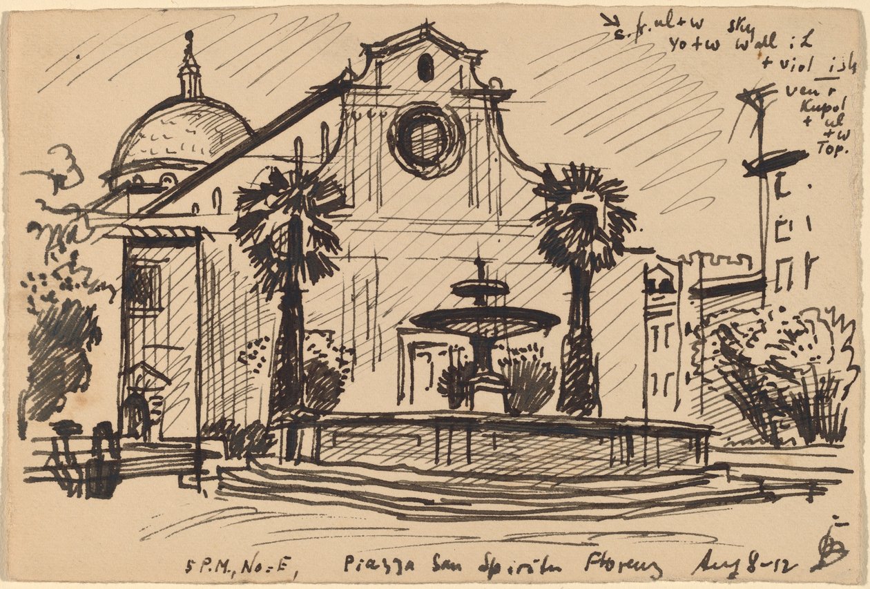 Piazza S. Spirito, Florencie od Oscar F. Bluemner