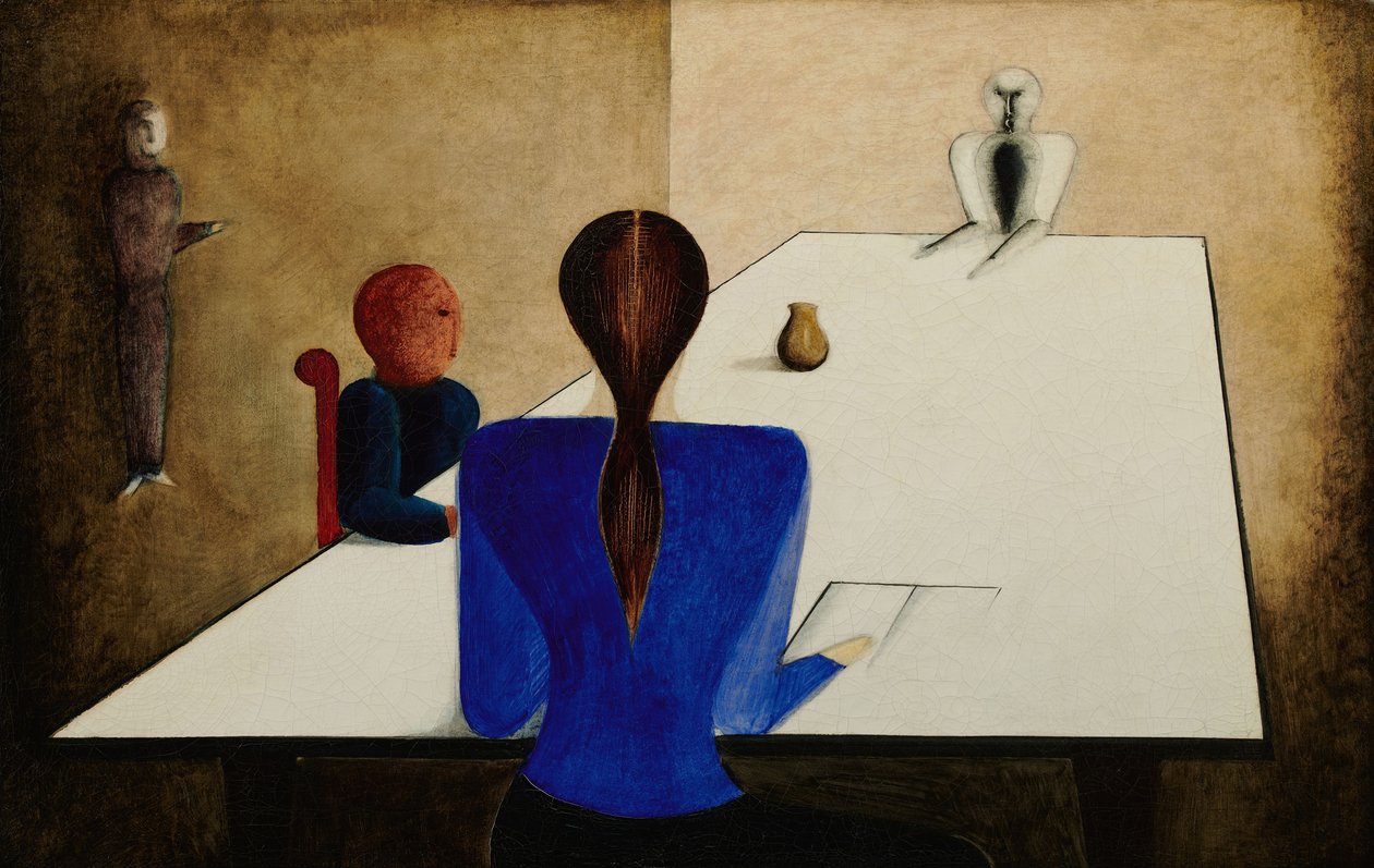 Skupina u stolu, 1923. od Oskar Schlemmer