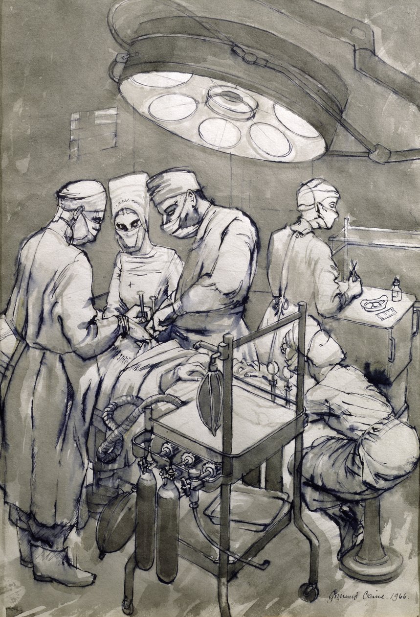 Operační divadlo, 1966 (wc na papíře) od Osmund Caine