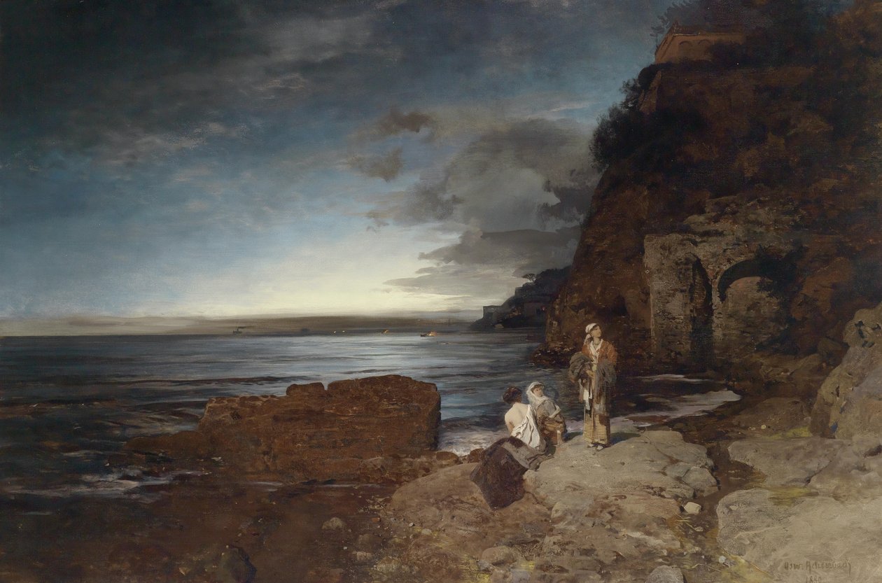 Večer na pobřeží od Oswald Achenbach