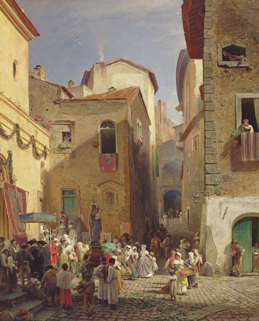 Festival Panny Marie v Gennazzano, římská Campagna, Itálie, 1865 od Oswald Achenbach