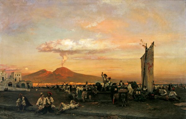 Quayside v Neapoli, 1859 od Oswald Achenbach