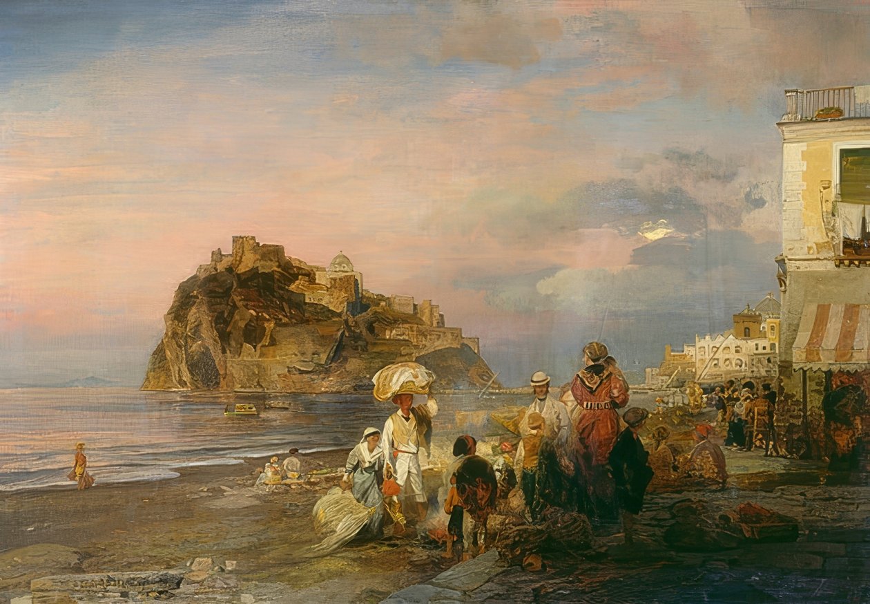 Večerní pláž u Ischie. 1879 od Oswald Achenbach
