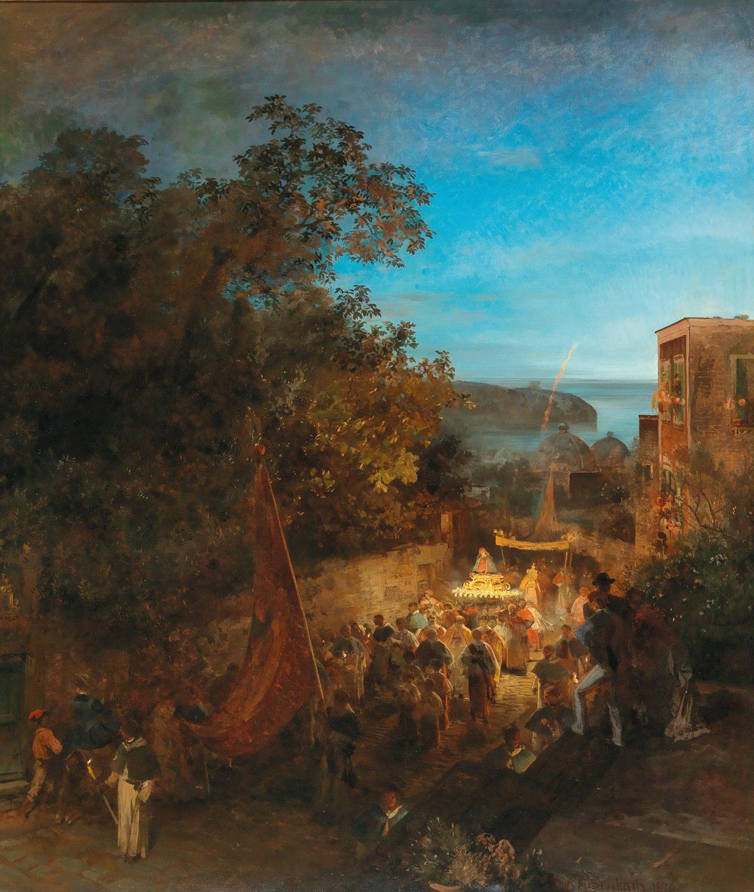 Ischia - Svátek svaté Anny, Casamicciola od Oswald Achenbach