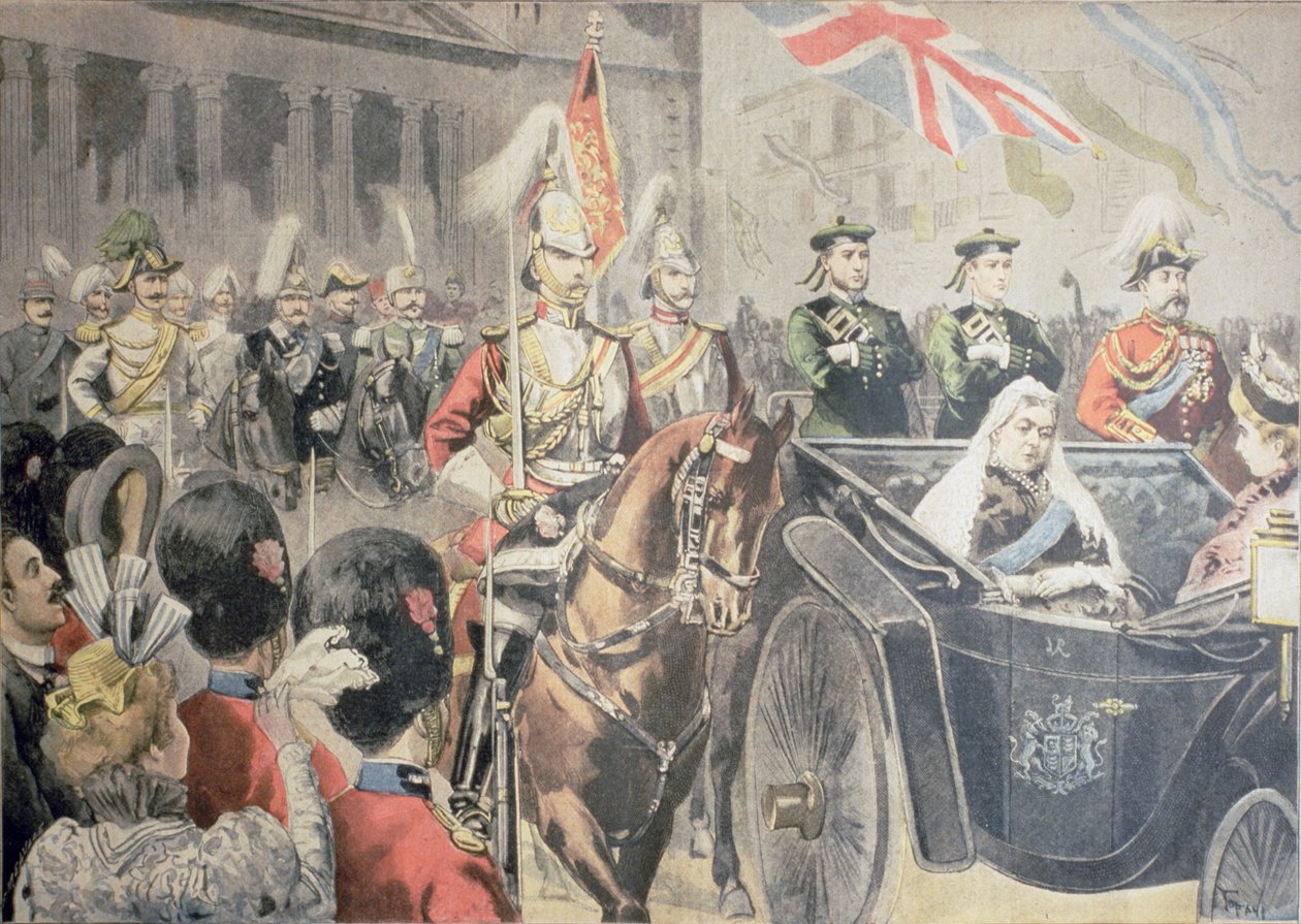 Jubileum anglické královny: The Cortege, ilustrace z „Le Petit Journal“, 27. června 1897 (viz také 116043) od Oswaldo Tofani