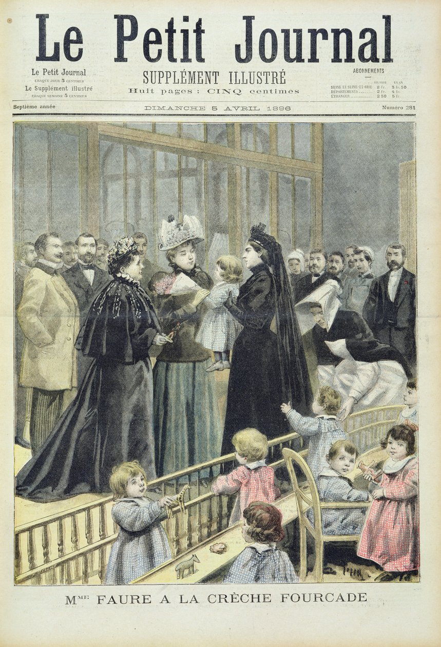 Madame Faure ve Fourcade Creche, z „Le Petit Journal“, 5. dubna 1896 od Oswaldo Tofani