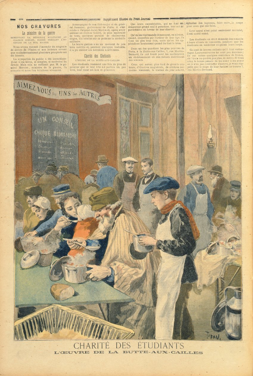 Dobročinnost studentů: Polévkárna v Butte-aux-Cailles, z „Le Petit Journal“, 5. února 1894 od Oswaldo Tofani