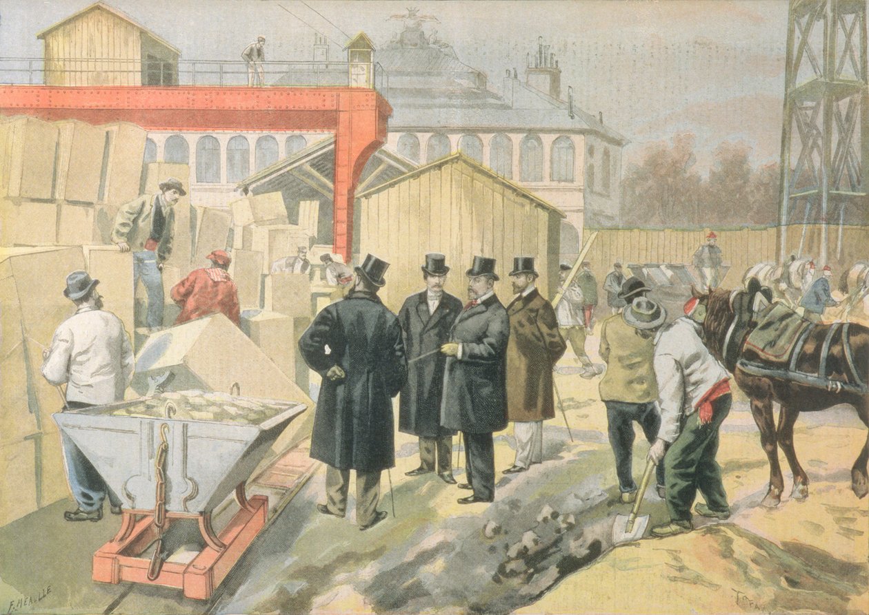 Princ z Walesu (1841-1910) Návštěva staveniště Světové výstavy z roku 1900, z „Le Petit Journal“, 20. března 1898 od Oswaldo Tofani