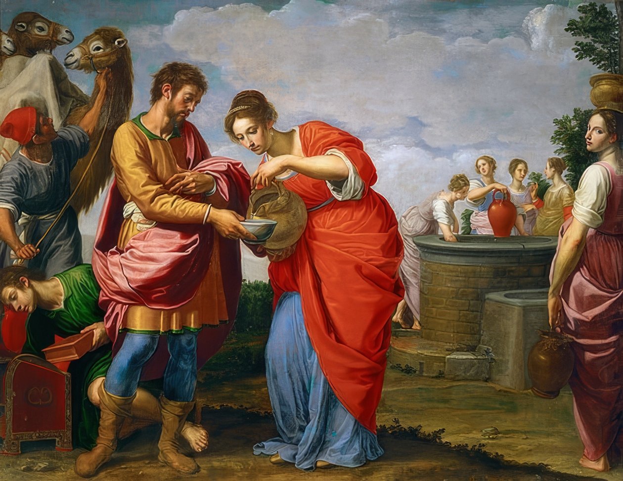 Rebeka a Eliezer u studny. Kolem roku 1626/27 od Ottavio Vannini