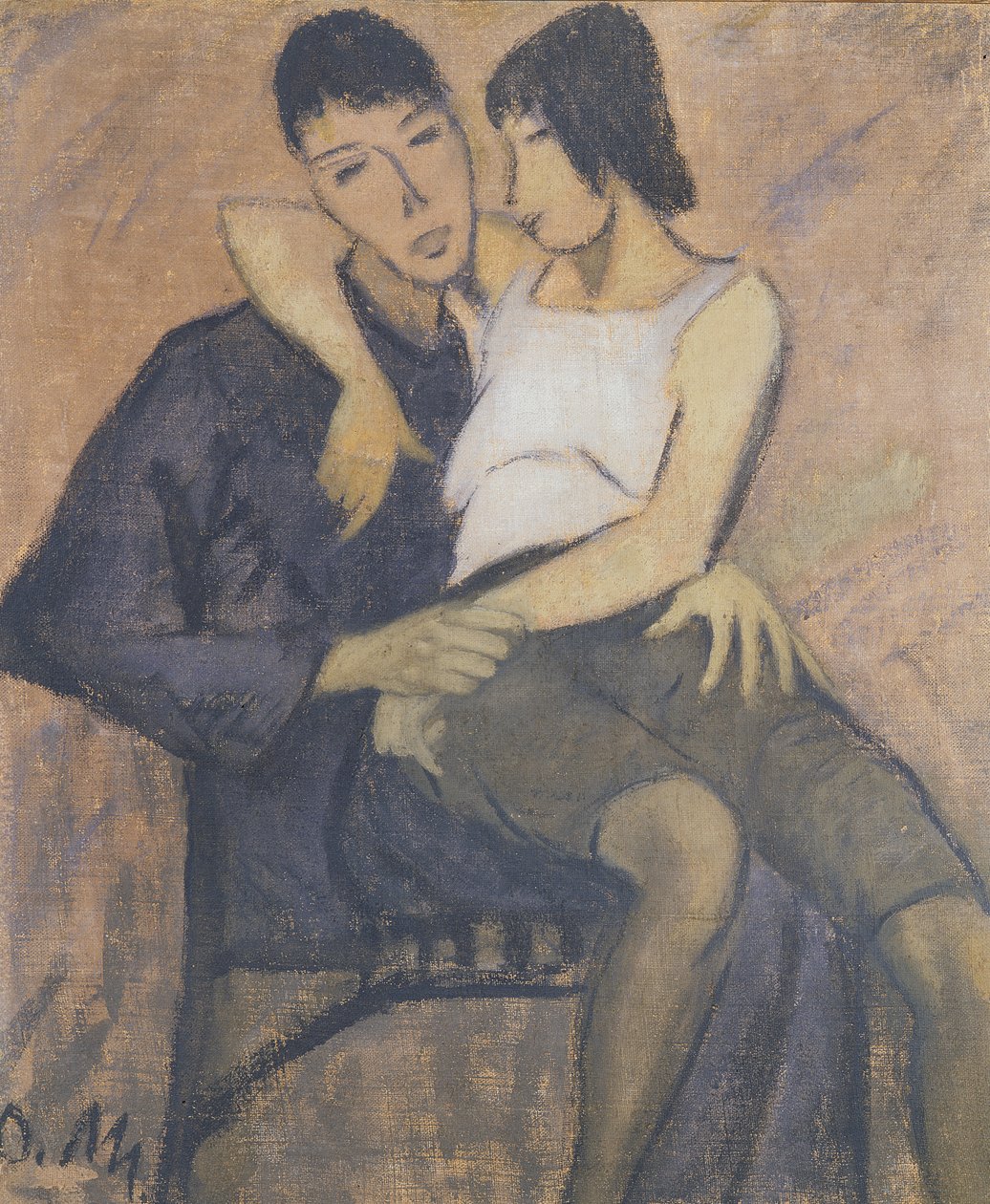 Sedící pár, 1920 (olej na pytlovině) od Otto Mueller