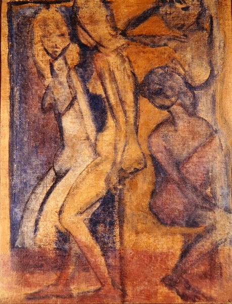 Tři dívky, 1922 (viz 274039 pro recto) od Otto Mueller