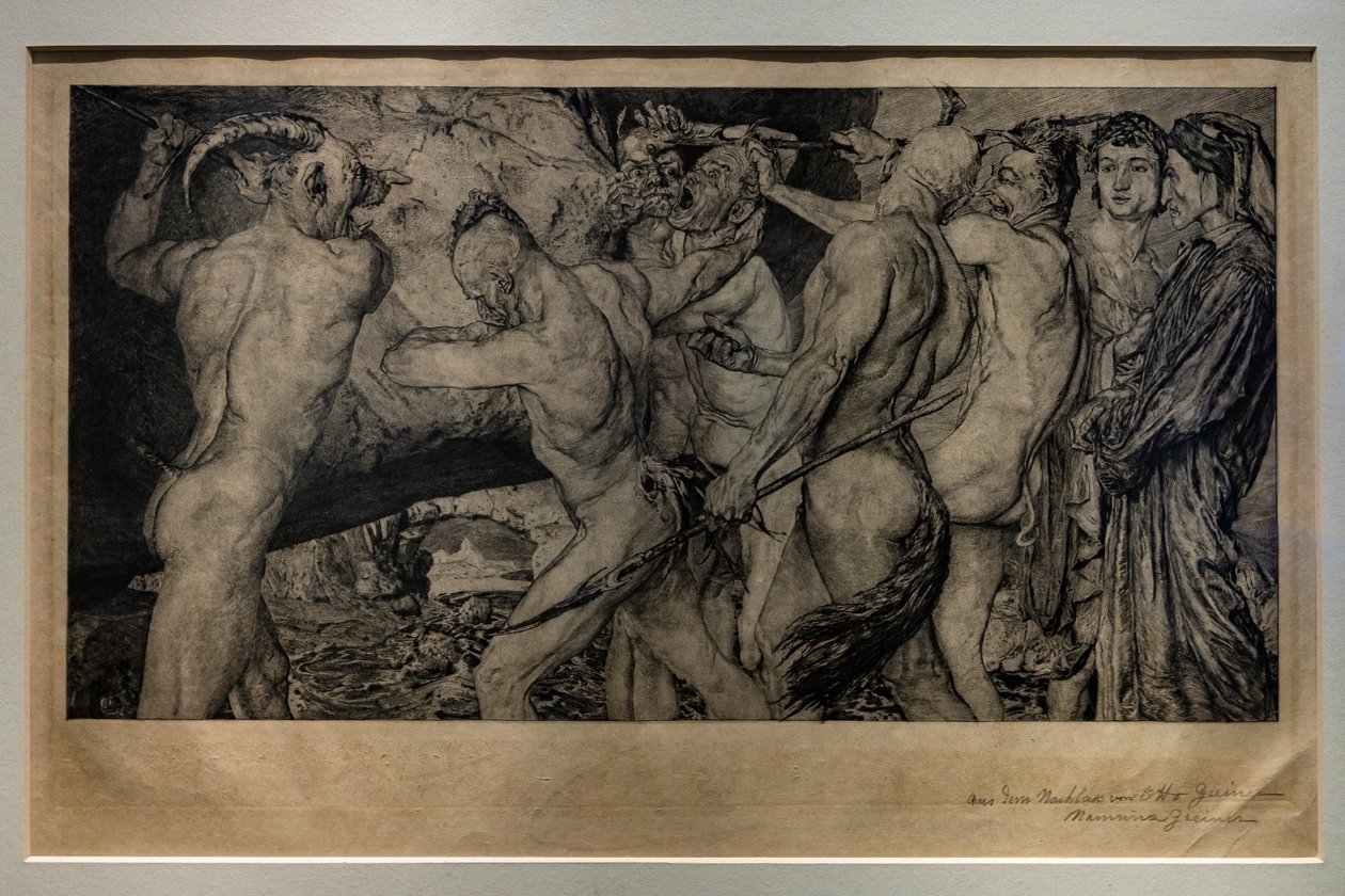 Dante a Vergilius v pekle od Otto Greiner