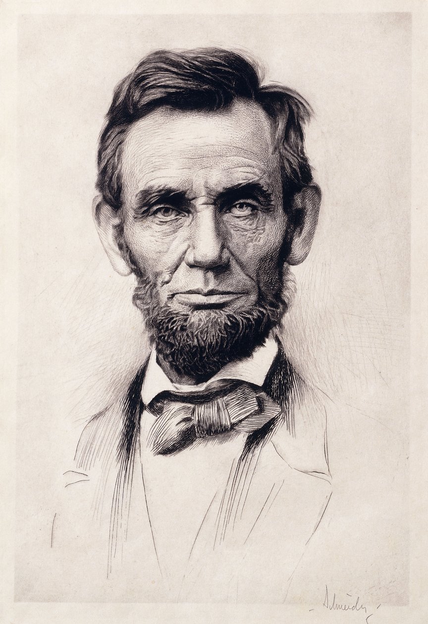 Portrét Lincolna (rytina) od Otto Henry Schneider