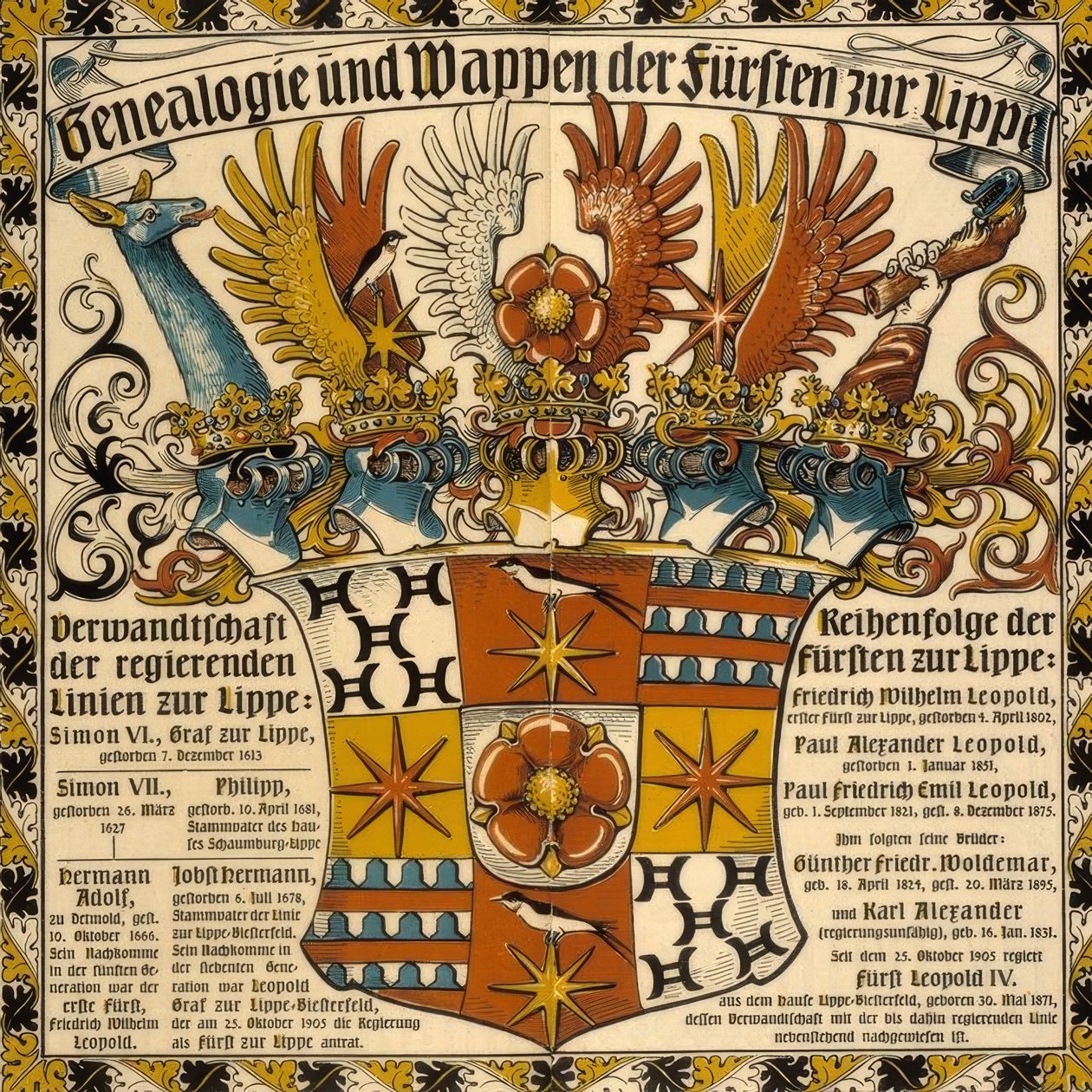 Genealogie a erb knížat z Lippe od Otto Hupp