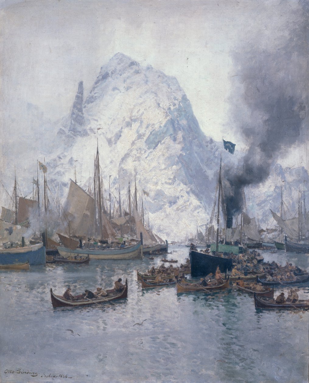 Příjezd Agnsilddamperen, Svolvaer od Otto Ludvig Sinding