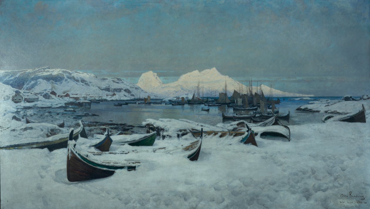 Zimní den na Lofotech, Bodø od Otto Ludvig Sinding