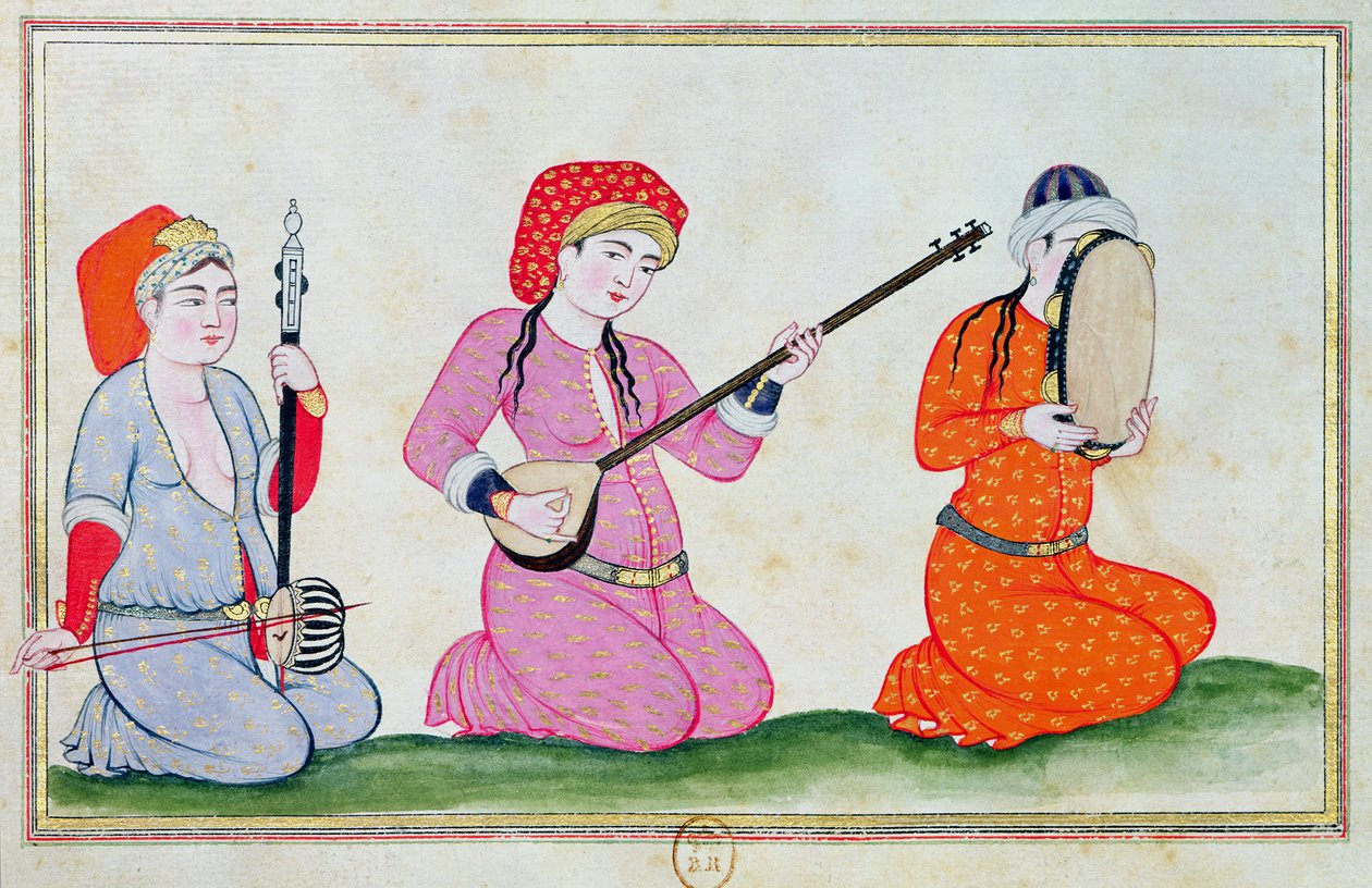 Hudebníci, z ‚Kostýmy dvora a města Konstantinopole‘, 1720 od Ottoman School