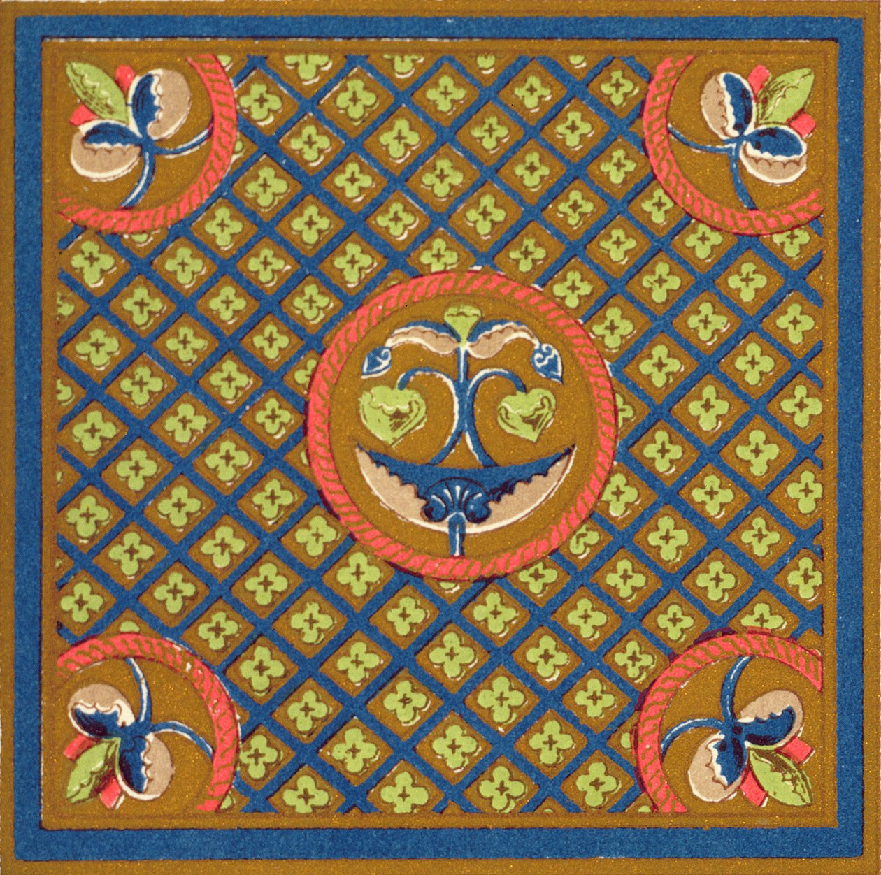 Rámeček rukopisu v Britském muzeu, kapitola VII, deska XXIX z knihy "Grammar of Ornament", 1868. od Owen Jones