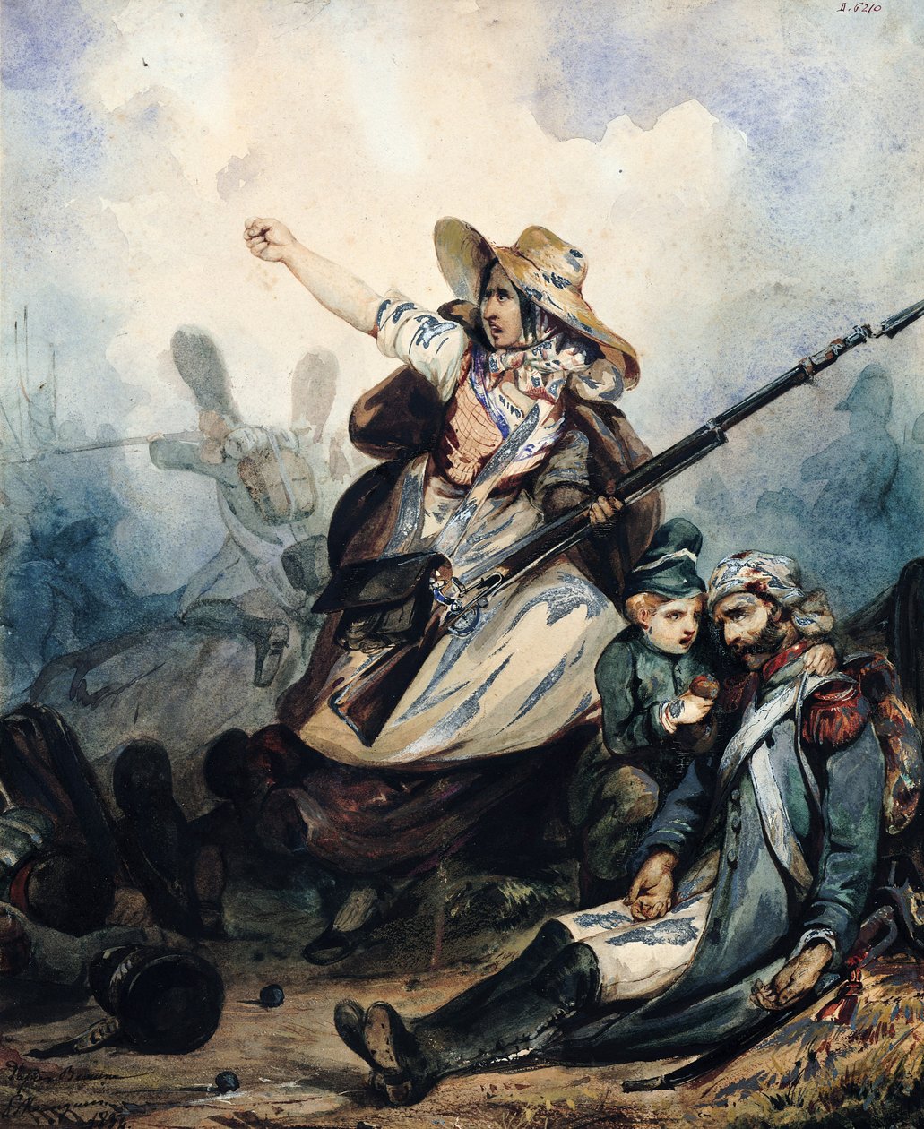 Barikáda v roce 1830, 1834 od P. Manguin