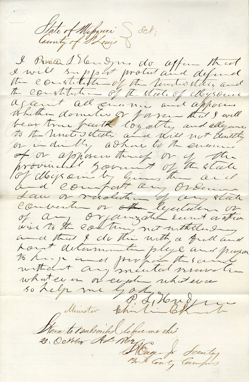 Přísahá věrnost vládě Spojených států a státu Missouri od P.L. Hudgens
