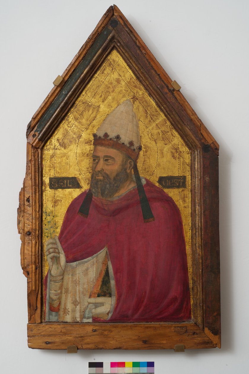 Svatý Silvestr (tempera na panelu) od Pacino di Buonaguida