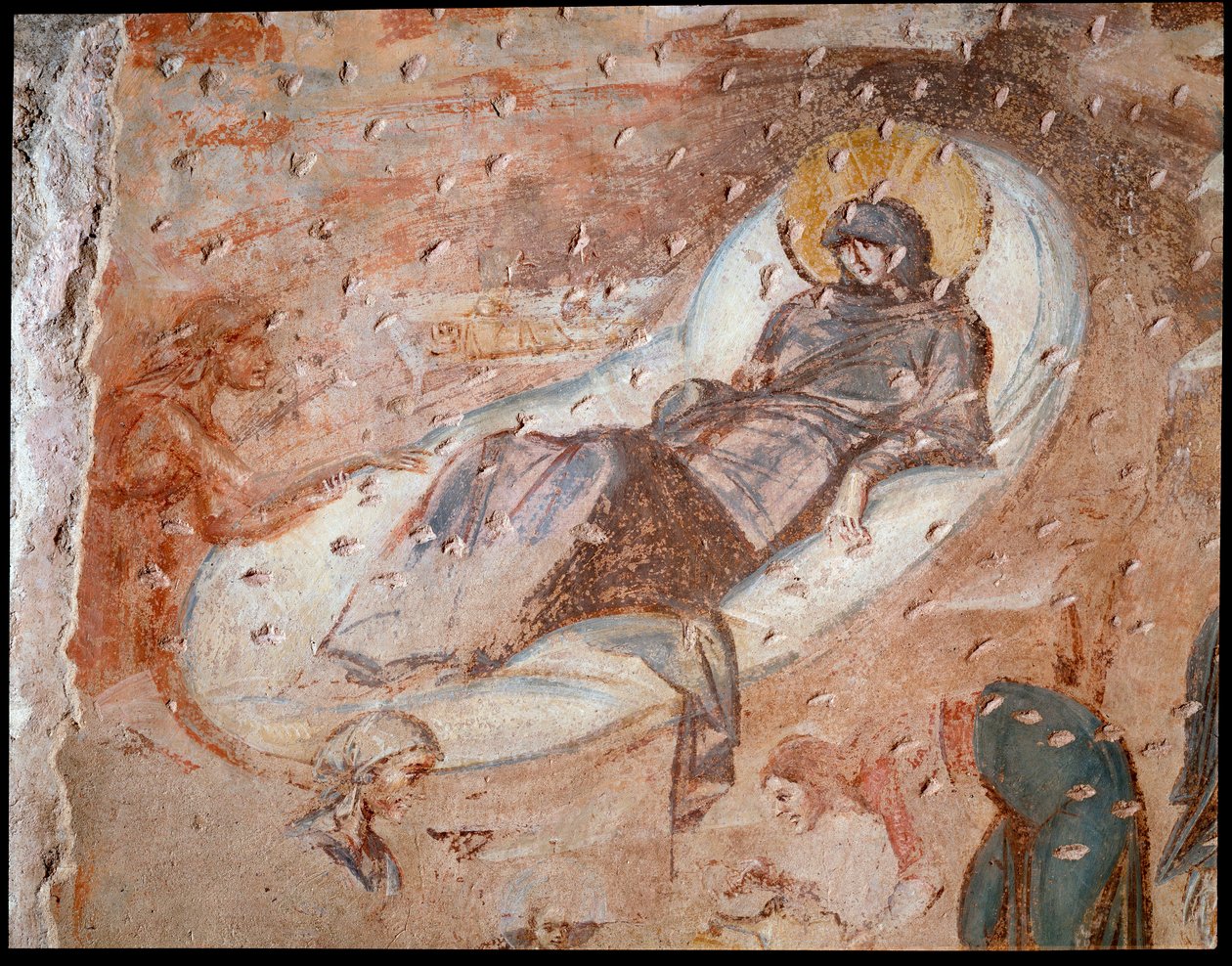 Narození. Freska apsidy, 6.-7. století od Paleo Christian