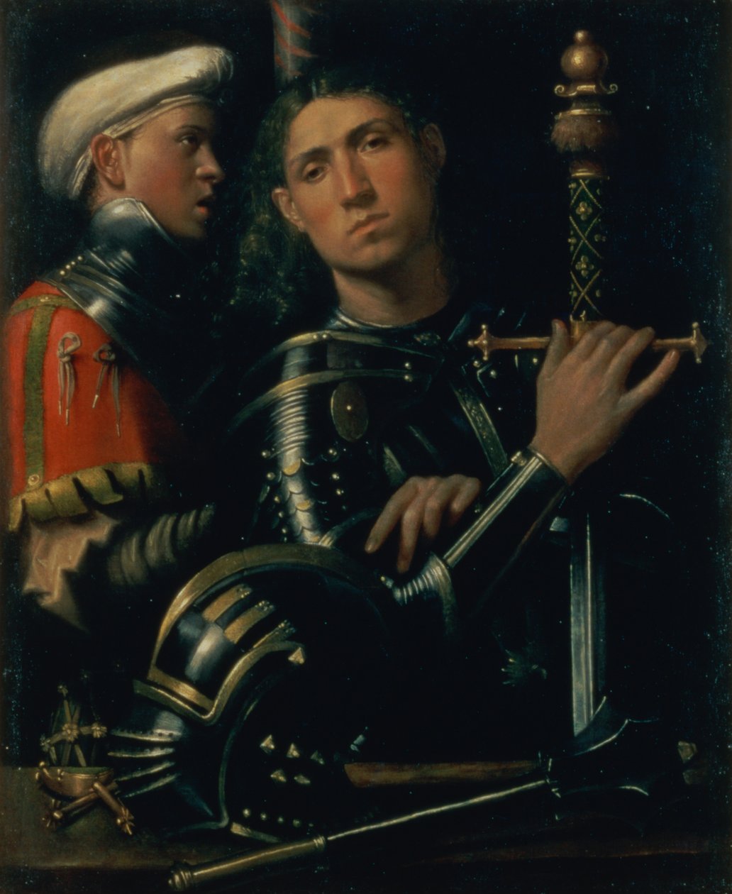 Portrét vojenského kapitána se svým panošem, c.1518-22 od Paolo Morando Cavazzola