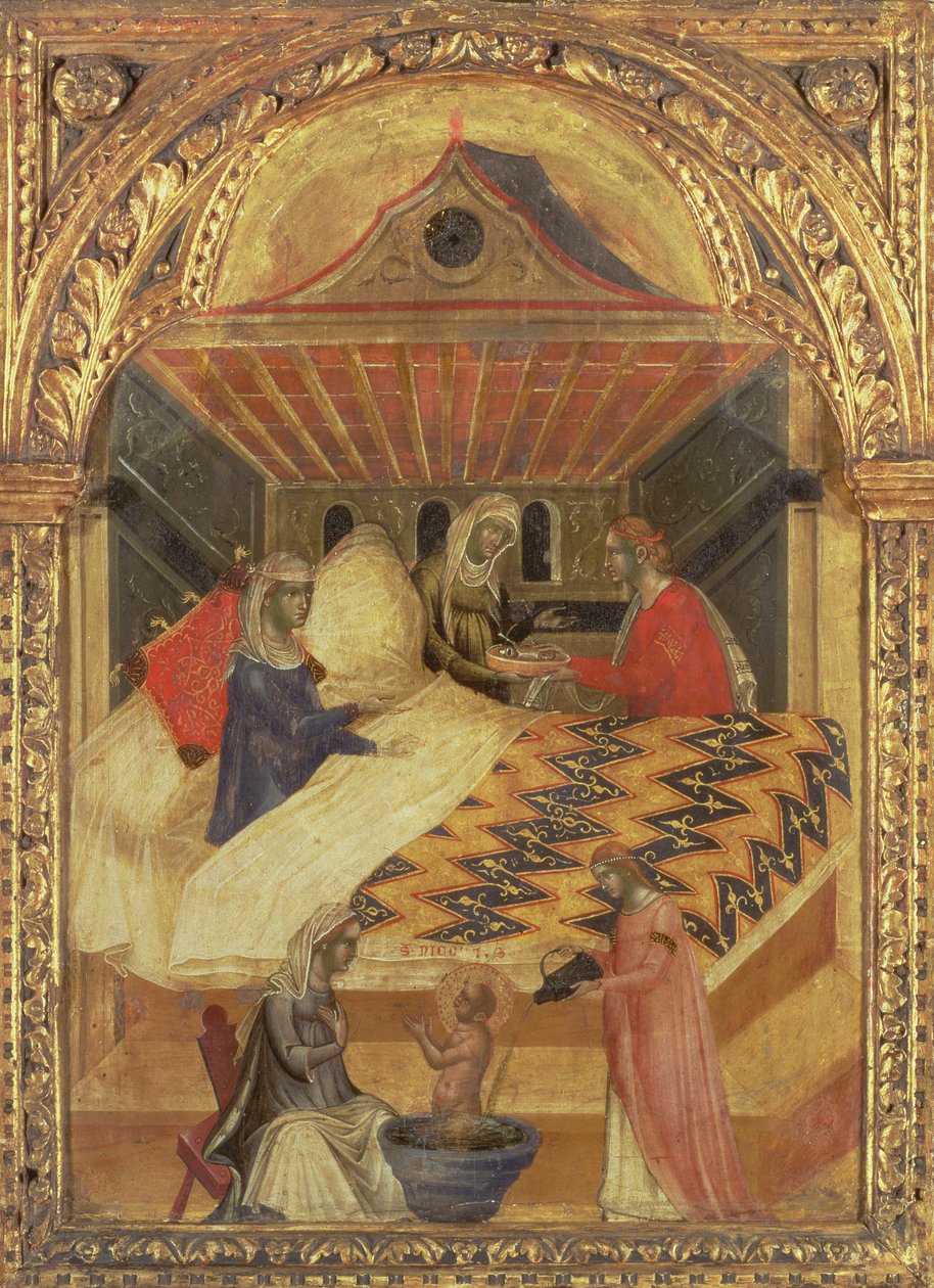 Narození svatého Mikuláše, kolem roku 1345 (tempera na panelu) od Paolo Veneziano