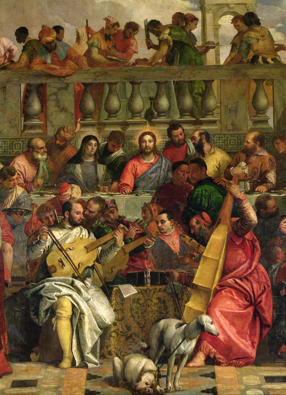 Svatební hostina v Káně, detail Krista a hudebníků, c.1562 od Paolo Veronese