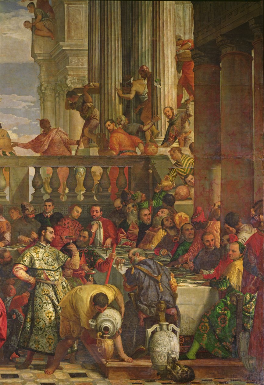 Svatební hostina v Káně, detail pravé strany, kolem roku 1562 od Paolo Veronese