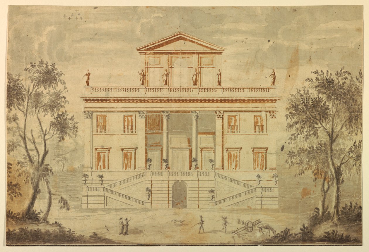 Kresba, průčelí vily, 1750-70 od Paolo Posi