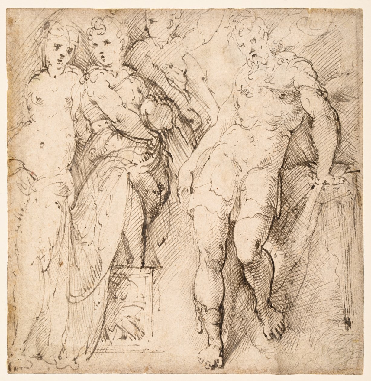 Čtyřfigurové studie (recto) od Parmigianino
