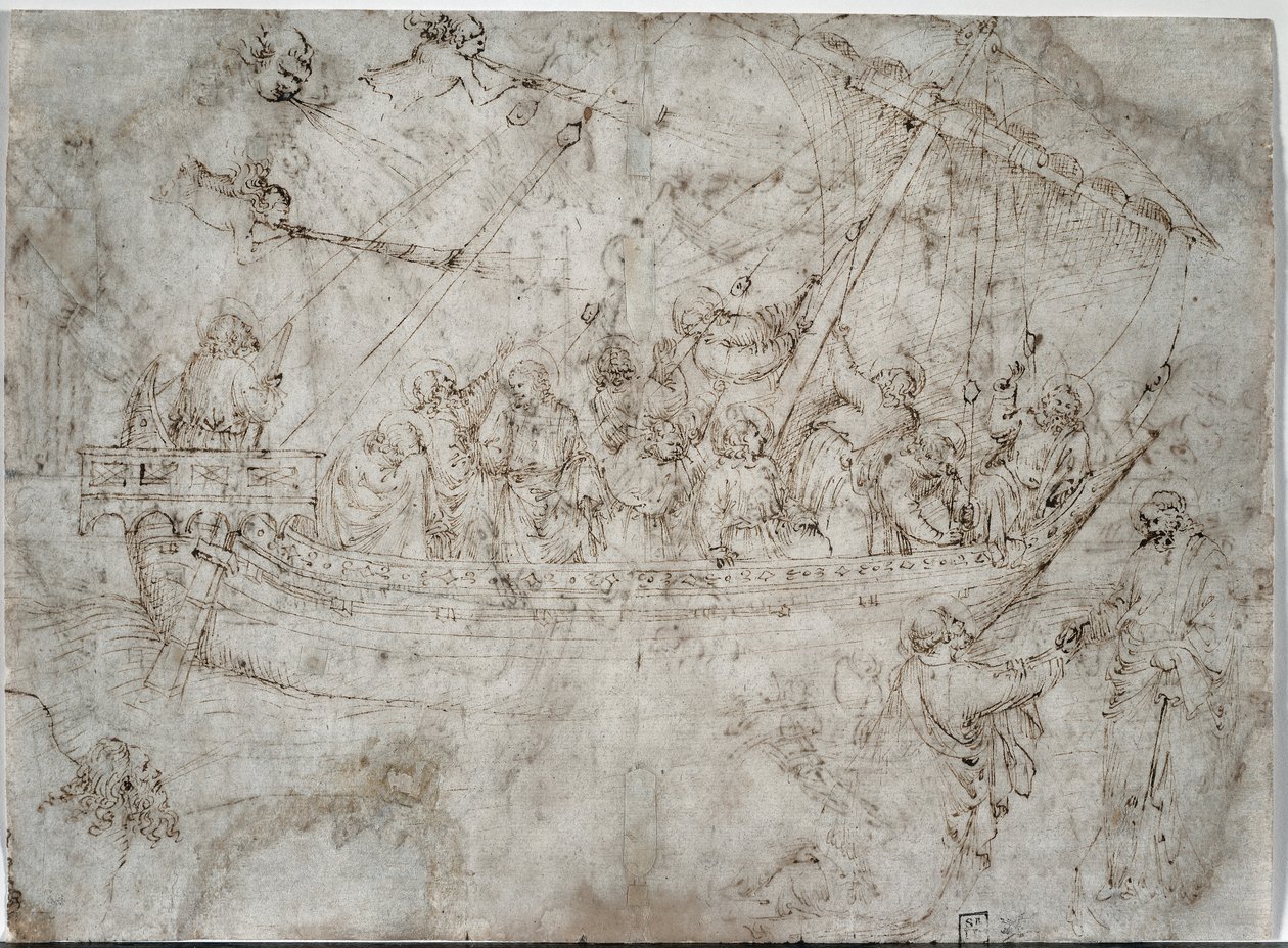 Dvě kresby lodí verso, 1410s. od Parri Spinelli