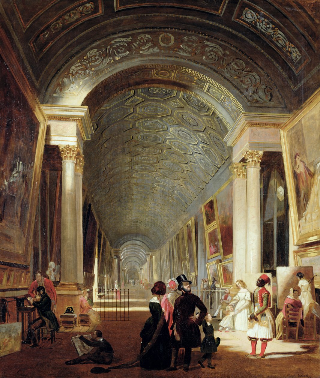 Pohled na Grande galerii v Louvru, 1841 od Patrick Allan Fraser