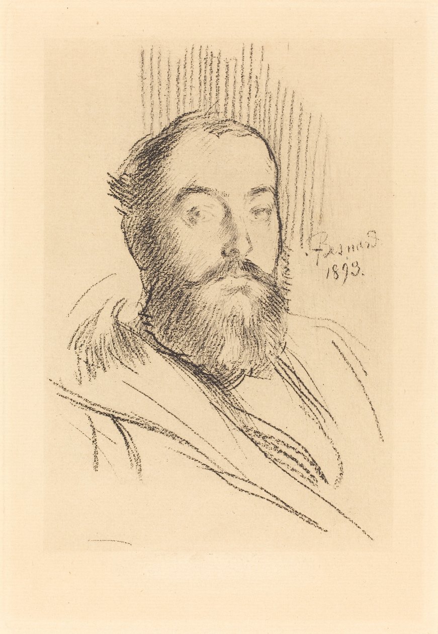 Autoportrét, 1893 (kolotypie černě na krémovém papíře) od Paul Albert Besnard