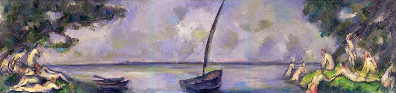 Loď a koupající se od Paul Cézanne